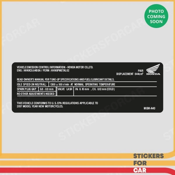 Etiqueta de control de emisiones Honda Moto MGW-A40 HHNXC0.64BBA Foto 1 de 1