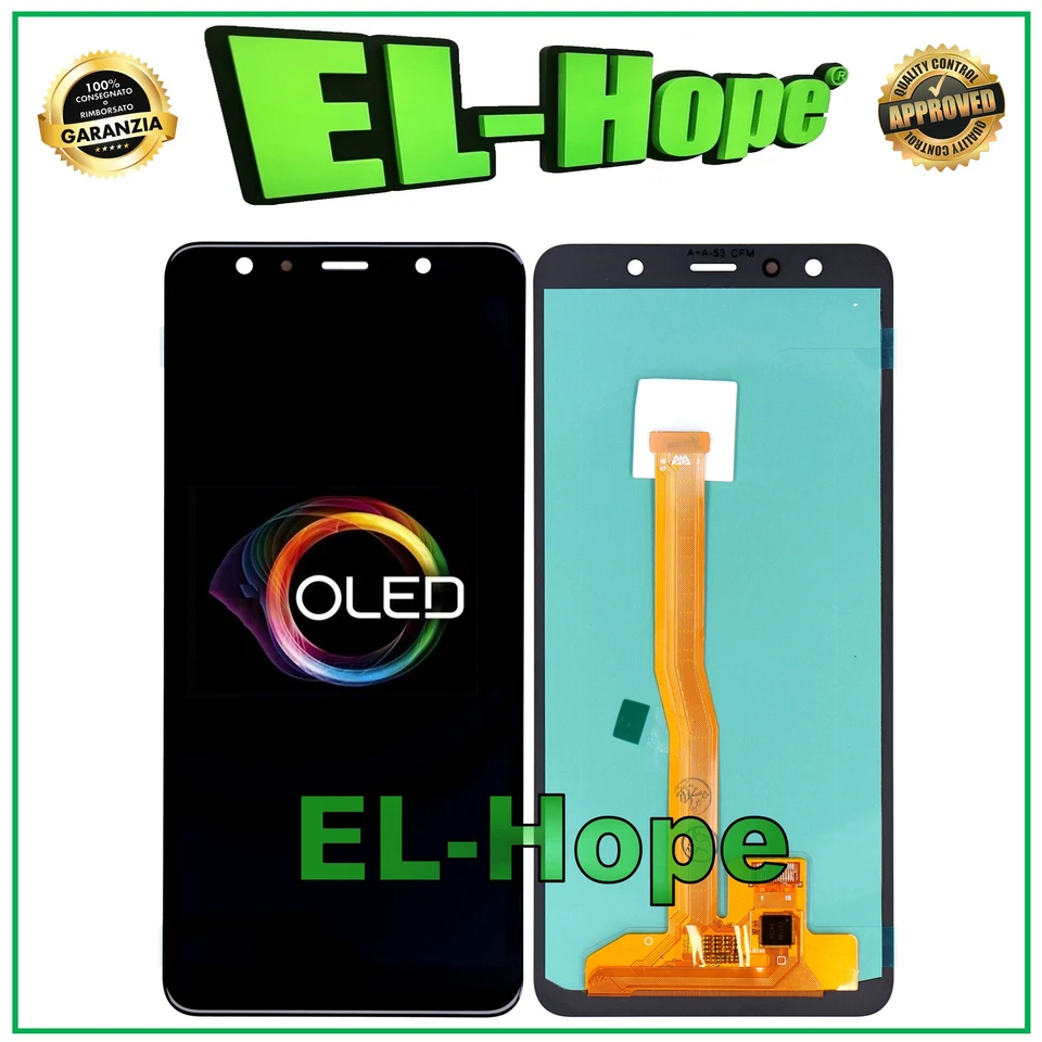 DISPLAY LCD OLED PER SAMSUNG GALAXY A7 2018 SM-A750F TOUCH SCREEN VETRO NERO - Immagine 1 di 1