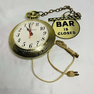 Vtg Spartus Have Another Backwards Running Wall Clock w/Bar is Open/Closed Works - Picture 1 of 4