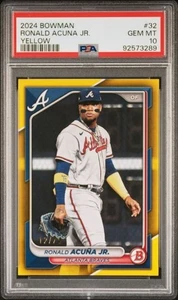Bowman Ronald Acuna Jr #32 Atlanta Braves 2024 amarillo 12/75 PSA 10 - Imagen 1 de 2