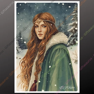 E TAYLOR ART Personalised Christmas Yule Card Winter Solstice Goddess Wiccan Pagan Seeded