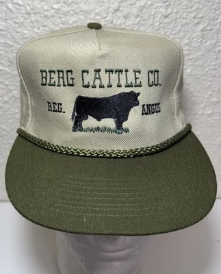 Vintage Burg Cattle Co. REG. Sombrero de Ganado Angus Cuerda Correa Trasera Sombrero Gorra de Granja Usado en Excelente Condición Foto 1 de 4