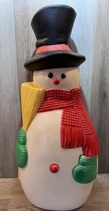 VINTAGE CHRISTMAS 31" HOLIDAY BLOW MOLD SNOWMAN WITH BROOMSTICK - Bild 1 von 9