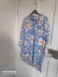 JAEGER FLORAL fitted Size 8 tunic top linen Lillie's floral gorgeous - Picture 1 of 3