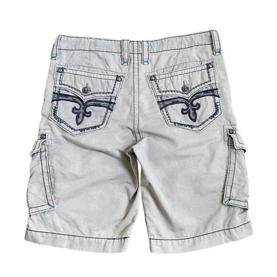 Pantalones Cortos Carga Rock Revival Calce Clásico Sueltos Gris Azul Costuras Para Hombre’s 34/23 Foto 1 de 4