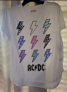 Grayson Social AC/DC HI-LO Graphic Tee weiß Damen Gr. XL (15-17) - Bild 1 von 2