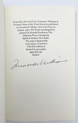 Tennessee WILLIAMS / Steps Must Be Gentle Signed 1st Edition 1980 - Image 1 of 3