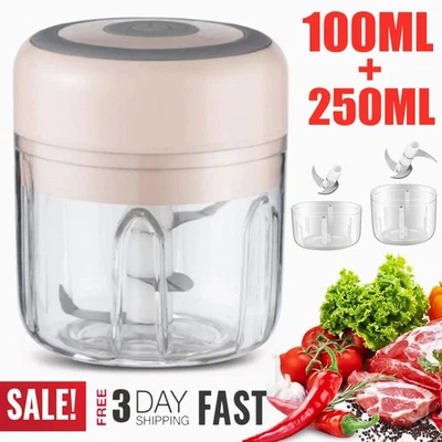 250+100ml Elektrisch Zerkleinerer Gemüseschneider Universal Multi Zwiebelhacker - Bild 1 von 4