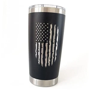 American Flag Mug, Patriotic Coffee Tumbler Matte Tumbler 20 0z Coffee Black - Picture 1 of 6
