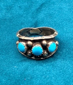 Vintage Sterling Silver 925 Navajo Turquoise Ring Milton Lasiloo ML Zuni Size 10 - Bild 1 von 9