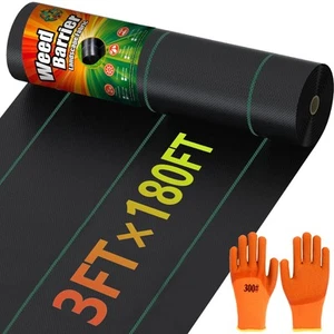 3ft x 180ft Weed Barrier Landscape Fabric Heavy Duty, 3.2oz Premium Woven Geo... - Picture 1 of 7