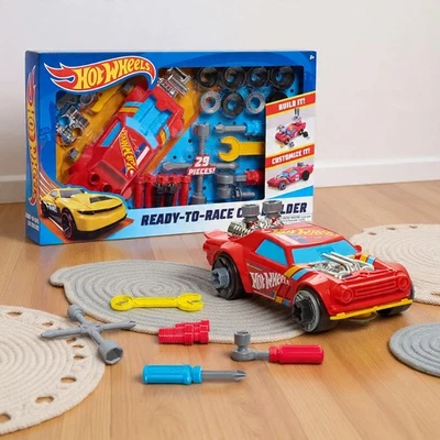 Hot Wheels Ready to Race Car Builder Toy Set 29pcs Creative Kids Vehicle - Image 1 of 4