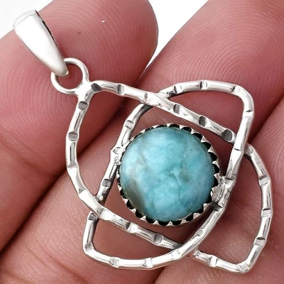 Natural Paraiba Amazonite 925 Sterling Silver Pendant Jewelry P-1370 - Image 1 of 4