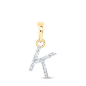 10kt Gelbgold Damen runder Diamant K Anfangsbuchstabe Anhänger 0,03 cttw - Bild 1 von 1