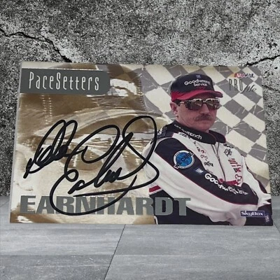 Tarjeta firmada de colección NASCAR Dale Earnhardt 1997 Skybox Profile Pacesetters E1 difícil de encontrar Foto 1 de 2