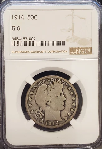 1914 P  Barber Half Dollar  NGC  G6   Problem Free  Ultra Low Mintage  Free Ship Cover