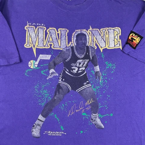 vtg 90s KARL MALONE UTAH JAZZ STARTER T-Shirt XL single stitch nba basketball Cover