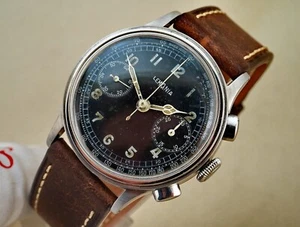 VINTAGE MILITARY CHRONOGRAPH LEMANIA 15 TL CALIBER 37MM SS FROM 1940-50'S - Picture 1 of 12