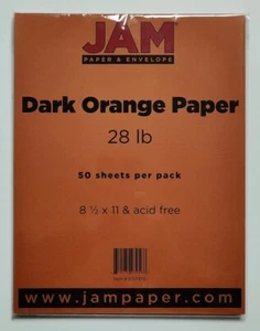 Papel de impresora JAM naranja oscuro 28 lb - 50 hojas 8,5x11” sin ácido NUEVO - Imagen 1 de 3