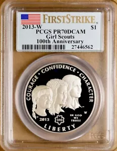 2013 GIRL SCOUTS PCGS PR70💥FLAWLESS QUALITY💥FIRST STRIKE - Picture 1 of 5