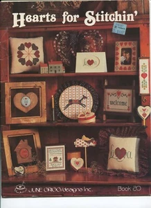 Hearts for Stitchin 15 Cross Stitch Pattern 1983 June Grigg Pillow Horse Sampler - Picture 1 of 2