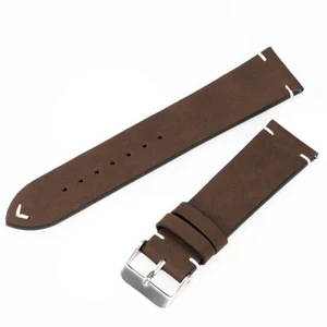 20mm/22mm Leather Watch Band Quick Release Vintage Universal Watch Strap - Picture 1 of 33