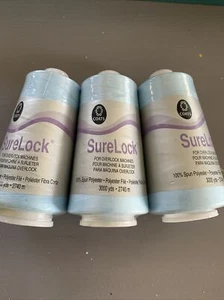 SURELOCK Overlock Machine THREAD, Lot of 3, 3000 Yards Each, ICY BLUE 4310 NEW - Picture 1 of 2