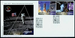2019 Apollo 11-50th Anniv.,Armstrong,Space,Oberth,von Braun,Moon,Romania/7574FDC - Picture 1 of 1