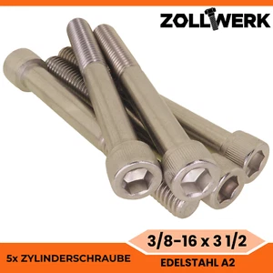 5x 3/8-16 x 3 1/2 (89mm) Zylinderkopfschraube UNC Zoll | Edelstahl Zollgewinde - Bild 1 von 3