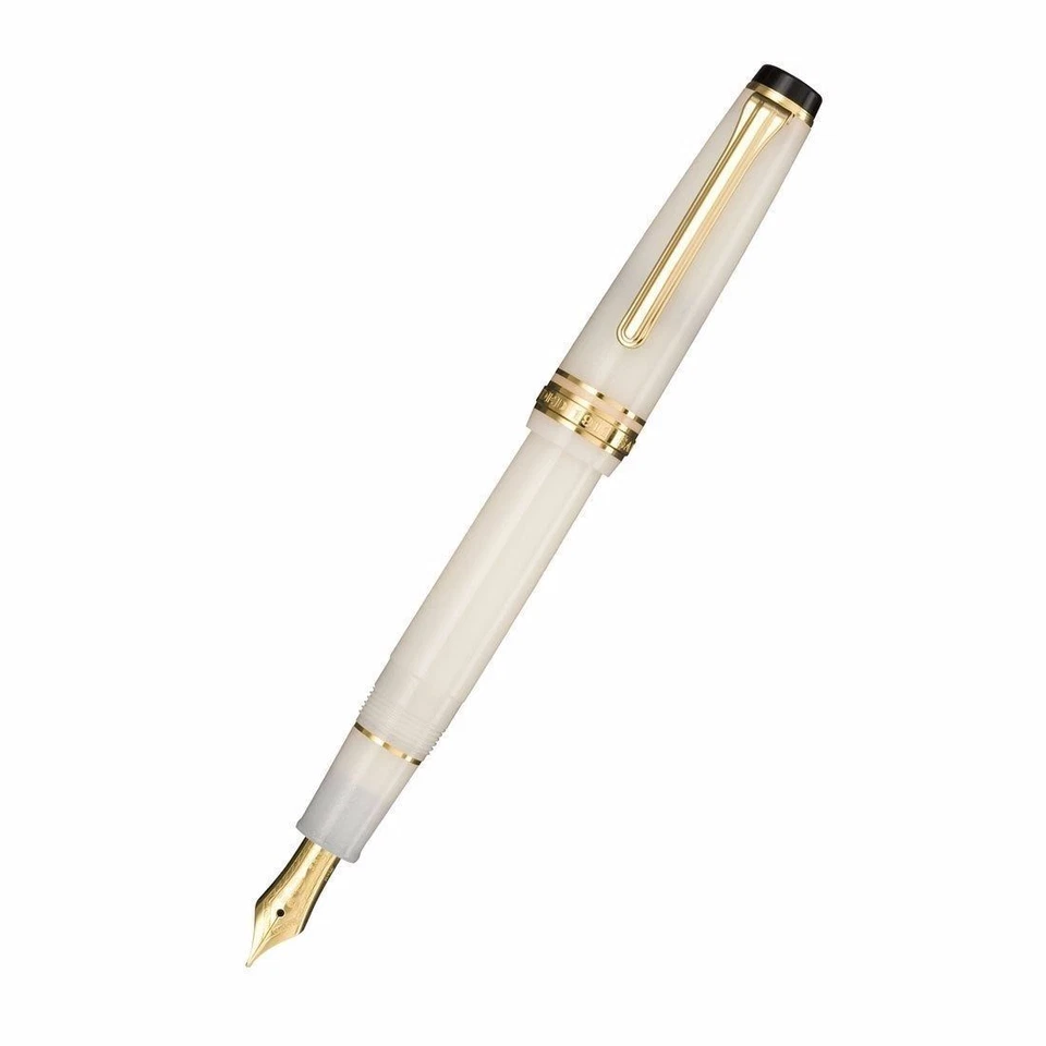 Sailor Medium Fine Four Seasons Moon Fountain Pen 14k Ivory White