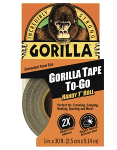Gorilla Black Tape To-Go Handy Roll 1 inch x 10 Yard 30 feet Travel Size - Picture 1 of 5