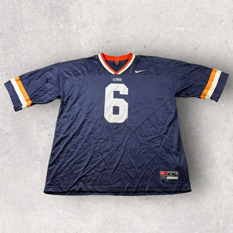 Vintage Fighting Illini Nike Jersey Mens 2XL Blue Orange Football University #6 Cover