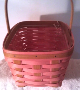 Longaberger Pink and Light Brown PEACH Spring Basket with Protector - Picture 1 of 8