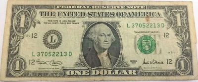 USA 2001 SERIES, PAPERMONEY, WASHINGTON 1 DOLLAR, L@@K, G, USED, L 37052213D - Image 1 of 2