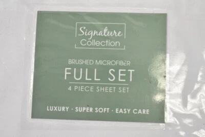 Signature Collection Brushed Microfiber Full Size Sheet Set 3 Piece White Solid - Image 1 of 4