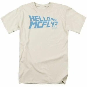 Back to the Future Hello McFly T Shirt Mens Licensed Retro Movie Tee Cream - Picture 1 of 2