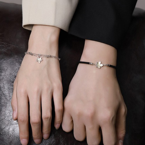 1PZ Bracciale Foglia d'Acero Nuova Nicchia Amanti Anziani Corda Mano Regalo San Valentino.