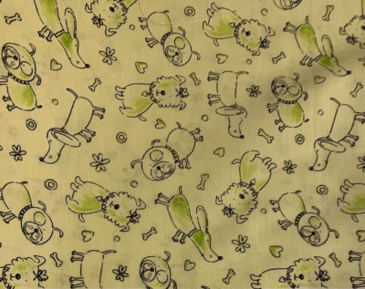 Fuera de existencia "Cachorros juguetones" de Paws For Thought para telas Benartex verde negro 2 yardas Foto 1 de 4