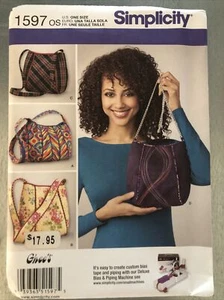 Simplicity 1597  Ghee's Lined Cotton Fabric Bags Pattern Purse Handbag 👜 - Picture 1 of 8