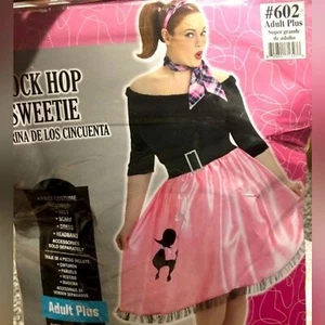 Vintage Girls Pink Long Sleeve Poodle Dress 50's Grease Costume Size XL 14/16 - Picture 1 of 12