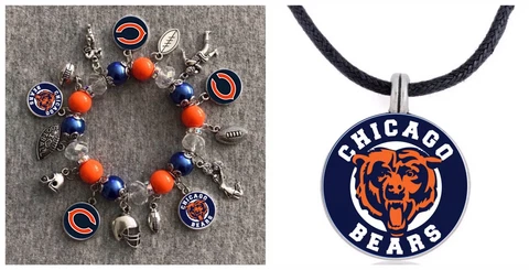 Chicago Bears Necklace And Charms Bracelet Set Cover