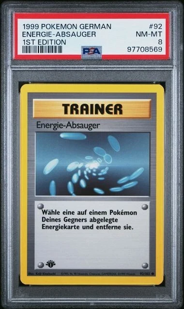 PSA 8 ENERGIE-ABSAUGER 92 1ST EDITION GERMAN BASE SET 1999 POKEMON VINTAGE - Image 1 of 2