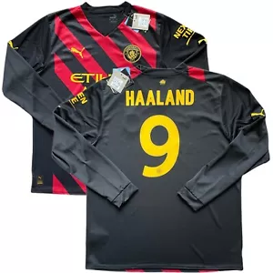 2022/23 Manchester City UCL Away Jersey #9 HAALAND XL Puma Long Sleeve NEW - Picture 1 of 14
