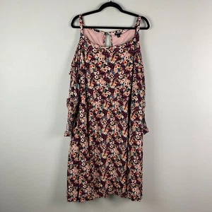 Torrid Mini Gauze Cold Shoulder Skater Dress Size 4X Floral Pockets Long Sleeve - Picture 1 of 13