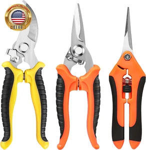 3-Pack Stainless Steel Pruning Shears, Pruning Snips and Clippers for Gardening - Picture 1 of 8