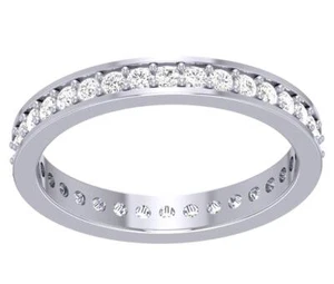 Eternity Wedding Ring SI1 G 0.50 Carat Natural Diamond 14K White Gold Prong Set - Picture 1 of 9