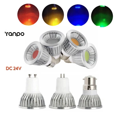 E27 MR16 DC 24V GU10 E14 B22 COB LED Spotlights Bulb Dimmable 12W 9W 7W Lamp AJ - Image 1 of 4