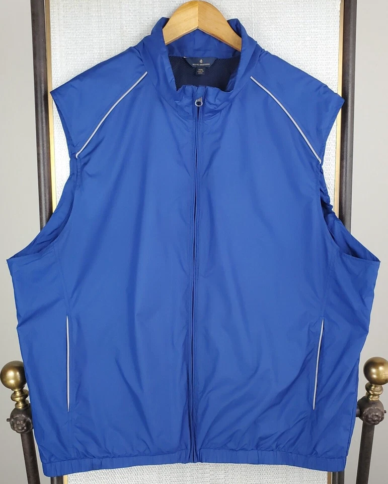 BROOKS BROTHERS Size 2XL mens Full Zip Performance Vest Blue Golf Water Resistan - Image 1 of 4