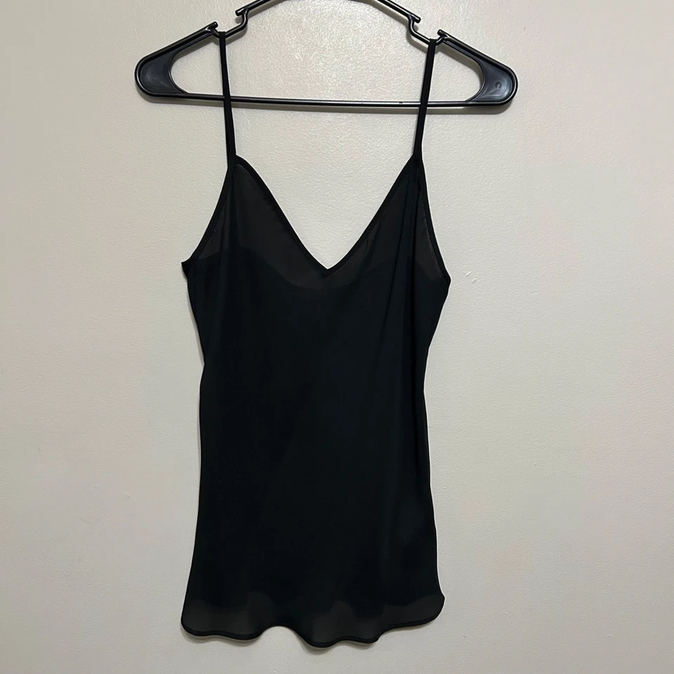 Lauren Ralph Lauren 吊带背心 8 黑色透明 V 领细肩带背心懒人 — 第 1/4 张图片