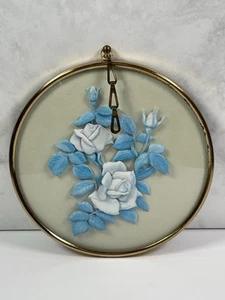 Vintage Floral Decoupage Wall Hanging 15.5cm Handmade Ochil Creations Scotland - Picture 1 of 8